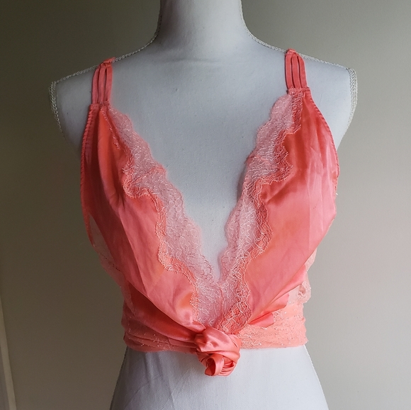 Victoria's secret bright coral sheer slip dress. - Picture 2 of 5